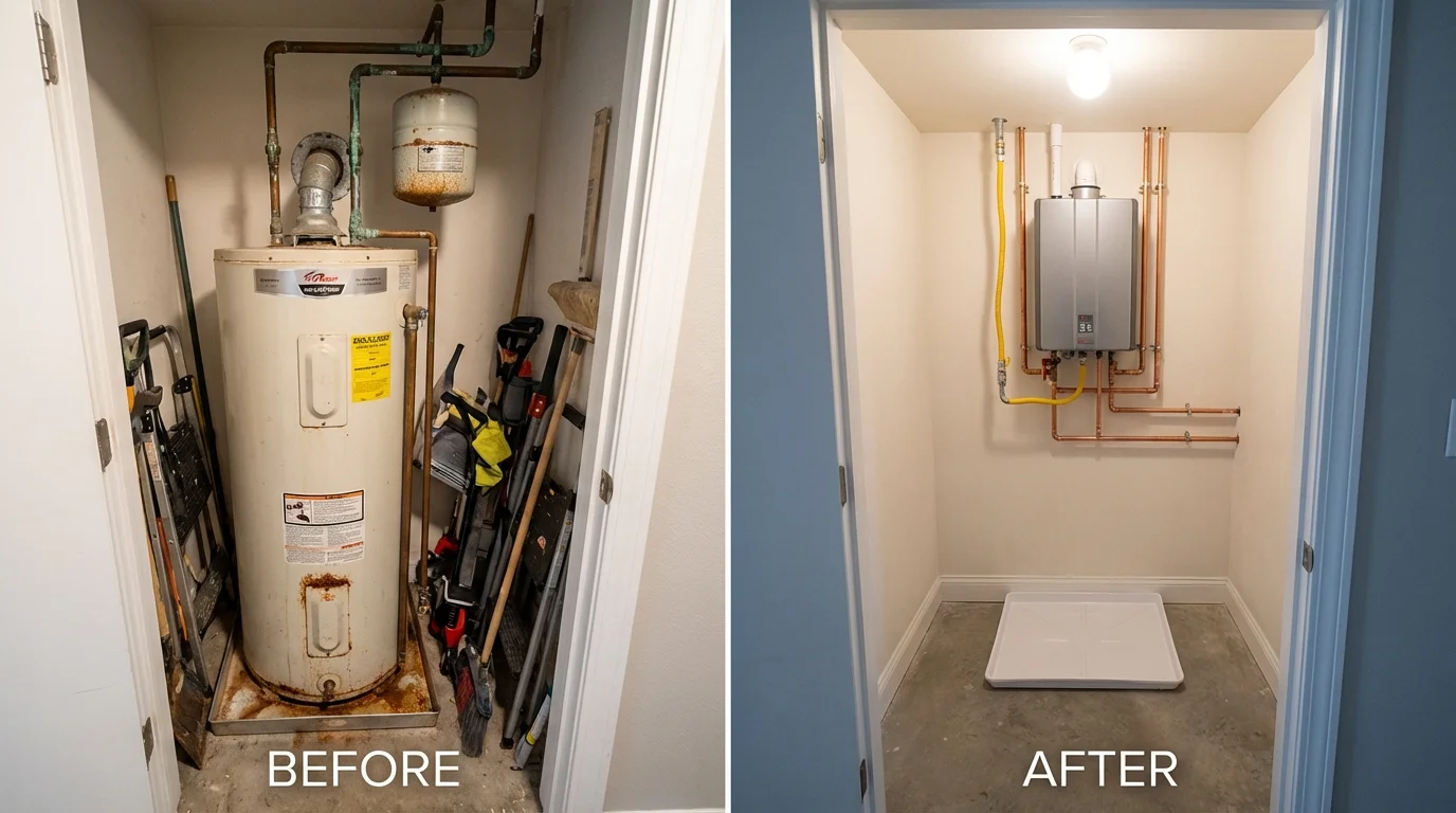 Tank water heater versus wall-mounted tankless unit comparison for Rock Springs, WY homeowners